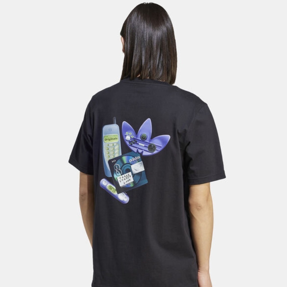 Adidas Mens Originals Treefoil Graphic T Shirt SZ LG Black Short Sleeve Casual